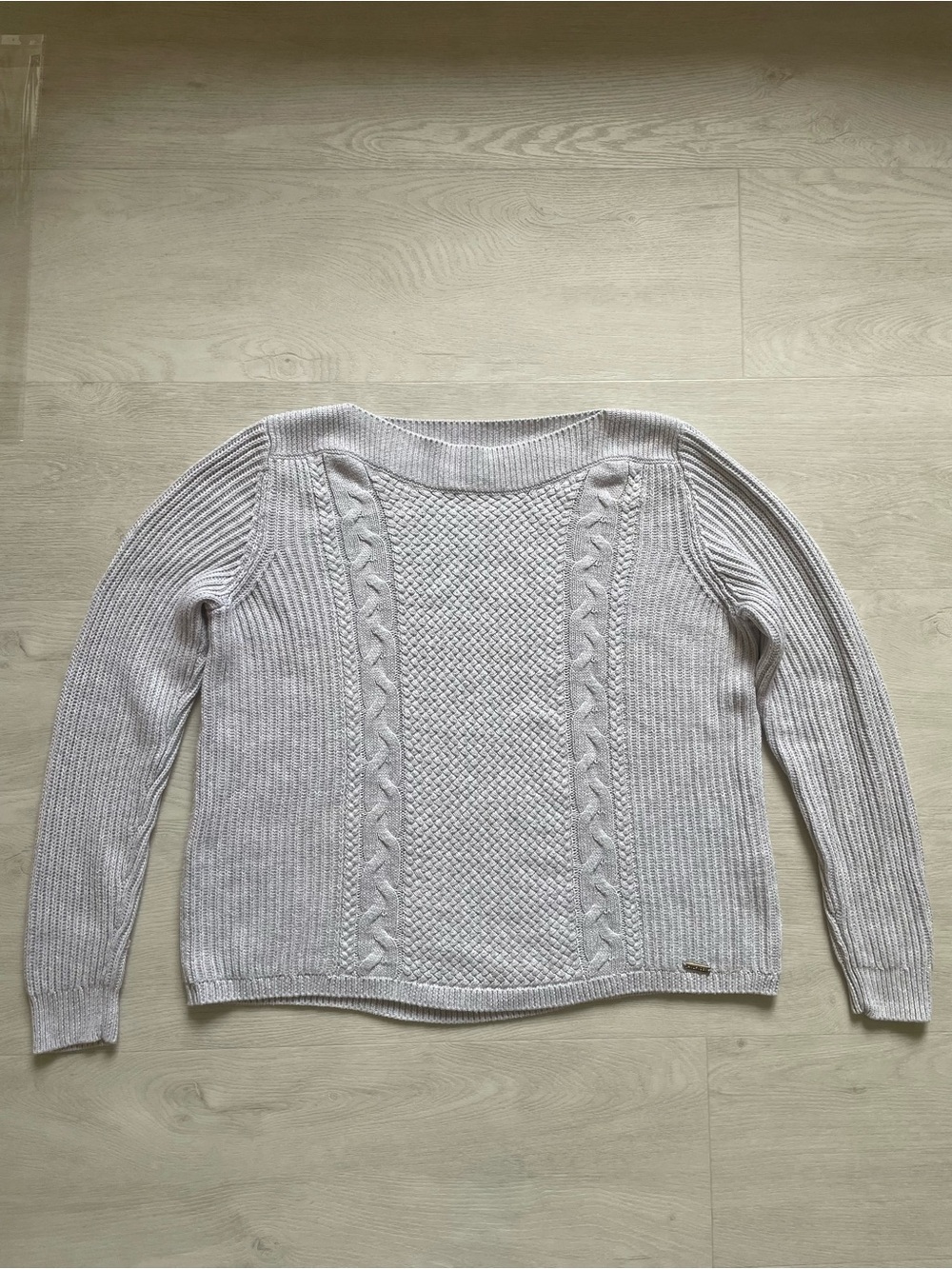 Tommy Hilfiger Light Gray Cable Crew Neck Sweater